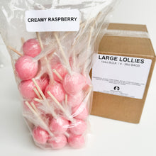 Load image into Gallery viewer, Large Lollies: Creamy Raspberry Lollipop Candy