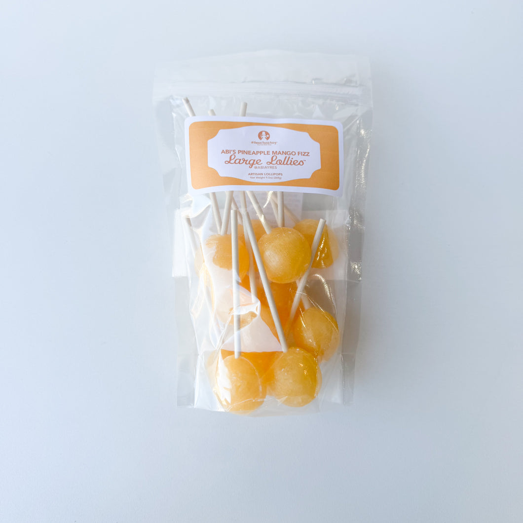 Large Lollies: Pineapple Mango Fizz Lollipop Candy