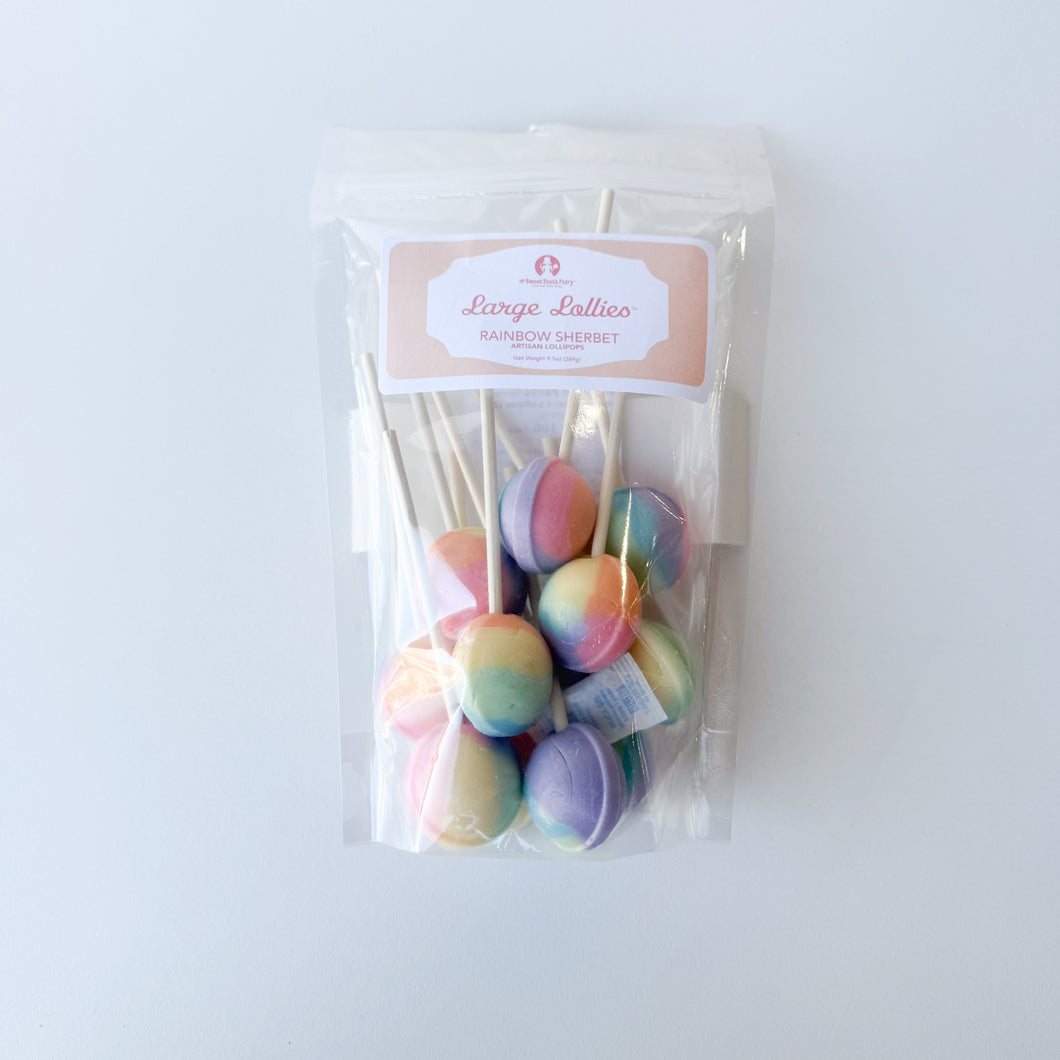 Large Lollies: Rainbow Sherbet Lollipop Candy