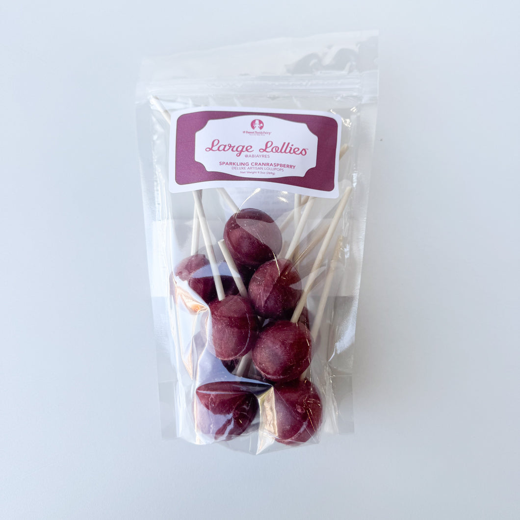 Large Lollies: Sparkling CranRaspberry Lollipop Candy