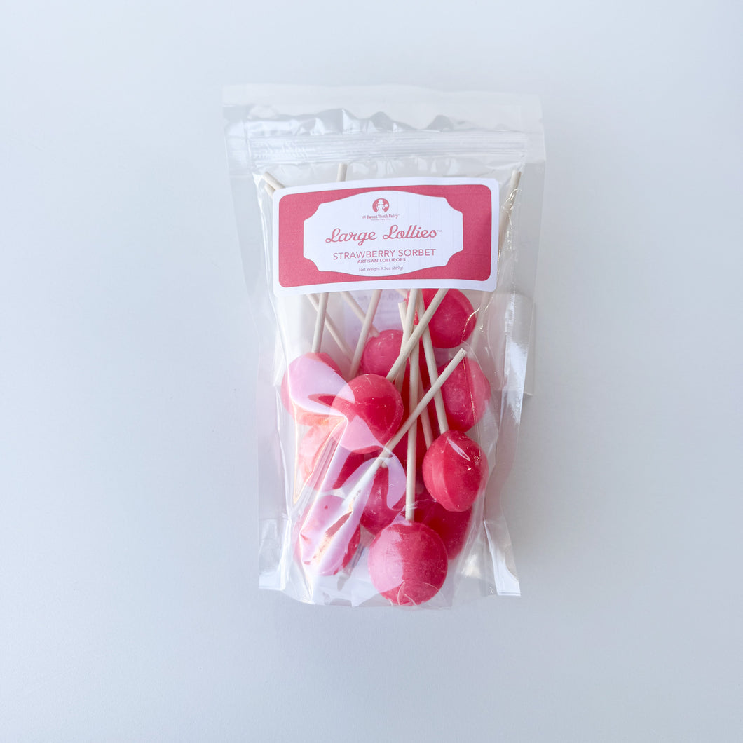 Large Lollies: Strawberry Sorbet Lollipop Candy