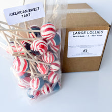 Load image into Gallery viewer, Large Lollies: American Sweet Tart: USA Flag Lollipop Candy

