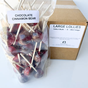 Large Lollies: Chocolate Cinnamon Bear Lollipop Candy