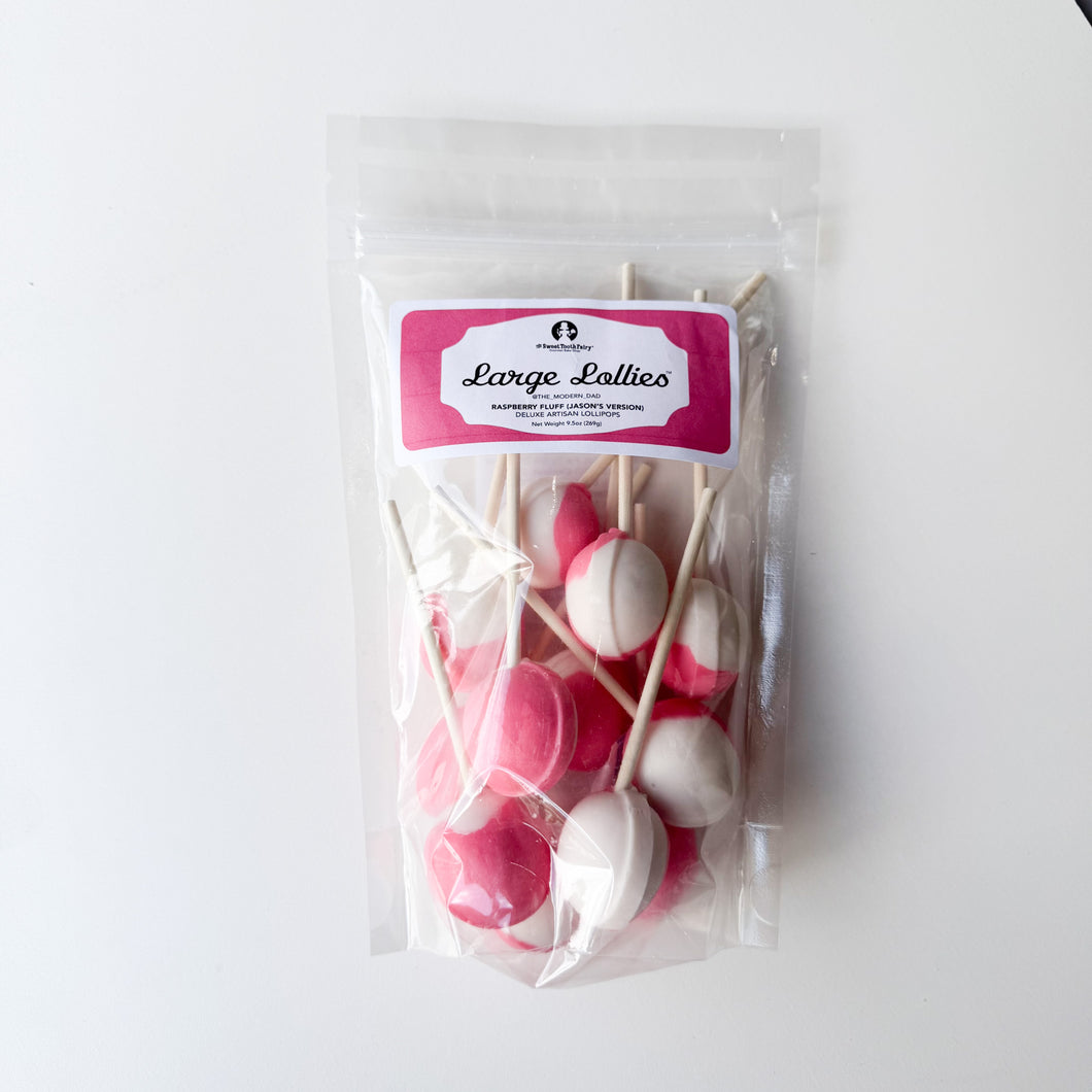 Large Lollies: Raspberry Fluff Lollipop Candy
