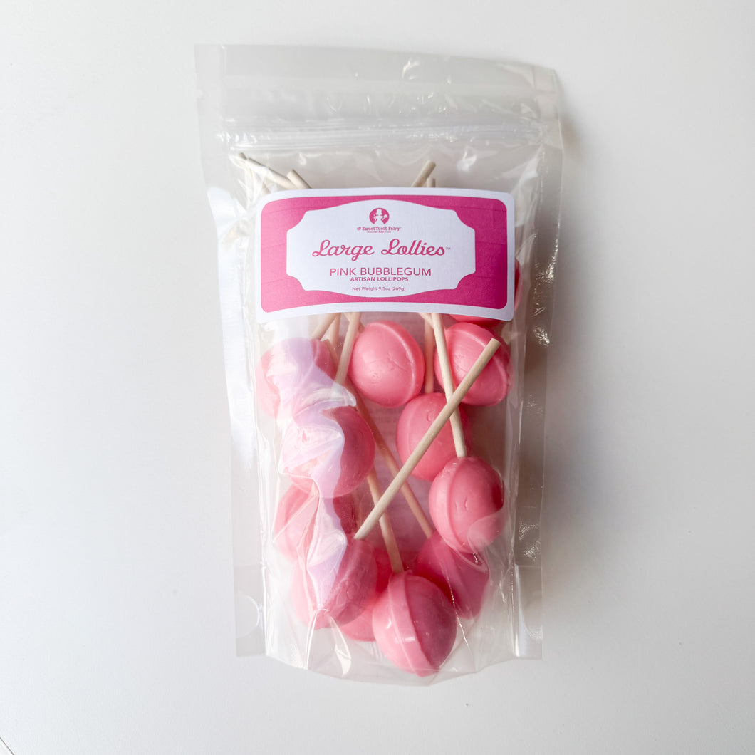 Large Lollies: Pink Bubblegum Lollipop Candy