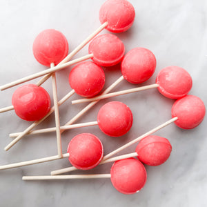 Large Lollies: Strawberry Sorbet Lollipop Candy