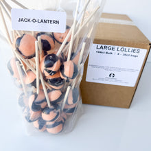 Load image into Gallery viewer, Large Lollies:  Jack-o’-Lantern Lollipop Candy
