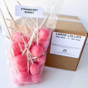 Large Lollies: Strawberry Sorbet Lollipop Candy